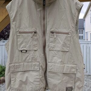 Eddie Bauer Vintage Fishing Vest XL Beige Multi Pocket Outfitter Fishing Hunting